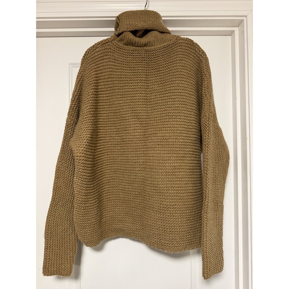 Marcella NYC Pia Turtleneck Sweater, Waffle Knit, Camel Brown, Size Medium - Picture 2 of 6